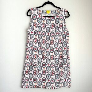 Roller Rabbit Women's‎ Sleeveless Tunic Short Dress White Colorful Print Artsy L